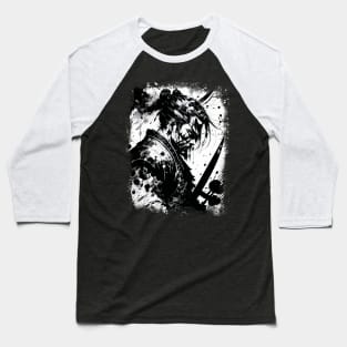 The Samurai Warrior Abstract Splatter Sketch Art Baseball T-Shirt